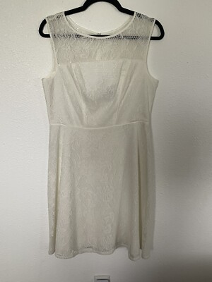Adrianna Papell Evening Size 12 Woman's White Crochet Lace Cocktail Dress |  eBay