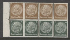Germany 1937/39 Third Reich booklet pane 4x 3 & 4x 6 Pf.  mint** $ 53.00