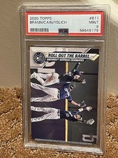 2020 Topps Yelich Cain Braun PSA 9 Brewers Celebrate