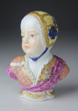 Rare Antique Meissen Porcelain Bust of Prince Louis Charles de Bourbon - Read！