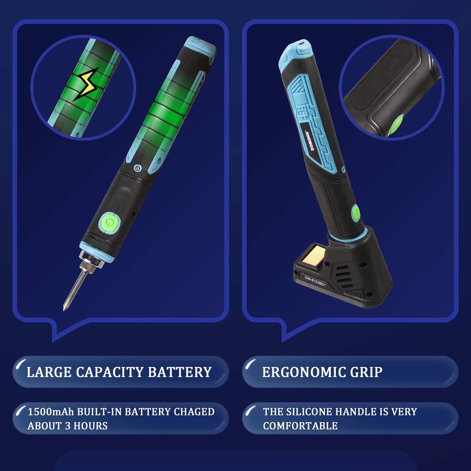 DOMINOX Cordless Soldering Iron 1800mAh LED Light Rechargeable