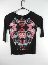 A.N.A New Approach Women's Black Flower P/S Long Sleeve shirt