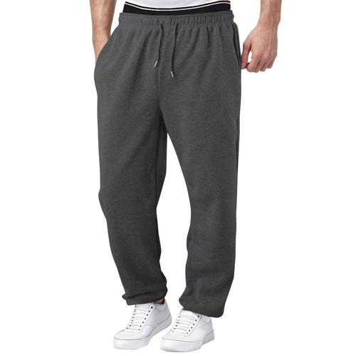 Herren Fleece gefütterte Jogginghose weites gerades Bein Hose unten Sweatpants Jogger - Bild 9 von 54