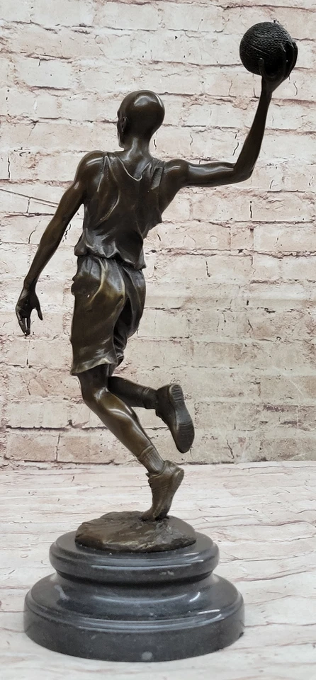 BALONCESTO BRONCE ESCULTURA FIGURA TROFEO HECHO A MANO GRAN CALIDAD TRABAJO HOGAR DECORACIÓN Foto 4 de 4