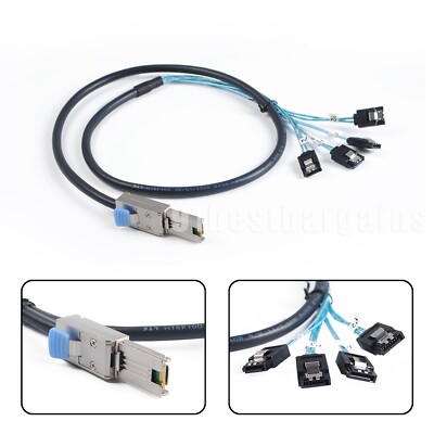 TOP Mini sas SFF-8088 to 4x SATA 7Pin,Mini-SAS Male TO SATA Adapter Cable 1M