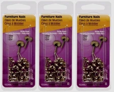 3pk Hillman Round 7/16" Furniture Upholstery Nails Smooth Stainless 25pc 122687
