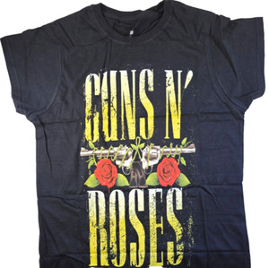 GUNS N' ROSES LADIES T-SHIRT OFFICIAL MERCH SIZE MEDIUM BLACK WITH GOLD MOTIEF