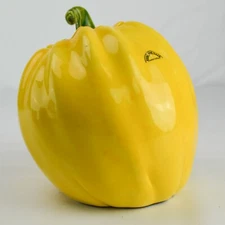 OVER & BACK Vintage Ceramic Tilting Squash Yellow Pumpkin Cookie Jar Portugal 