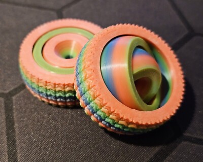3D Printed rotate and spin 3 ring - Fidget Toy - stress relief, focus, fidget.