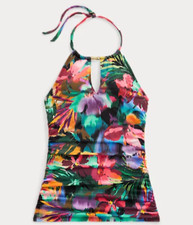 Lauren Ralph Lauren Floral Halter Tankini padded Sz 12 Wmns NWT 115 Halter