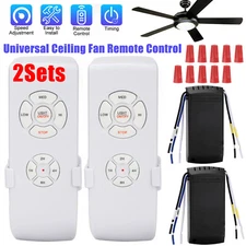 2x Universal Ceiling Fan Lamp Light Wireless Timing Remote Control Receiver Kit