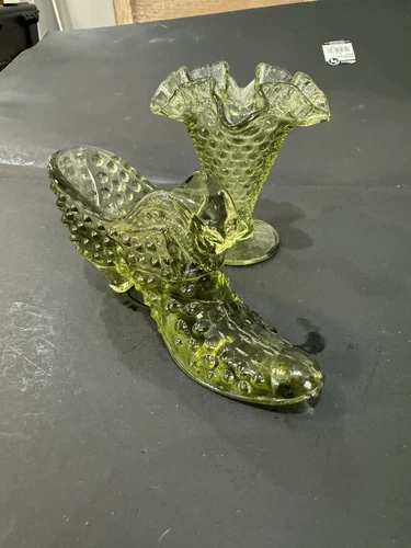 vintage fenton glass hobnail cat head shoe With Hobnail Vase
