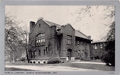 North Manchester Indiana Gesetzliche Library ~ Clearview B/W Postkarte 1950s