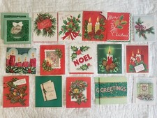 Vintage NOS Unused Christmas Card Lot 18 holly pinecones Mid Century ephemera 