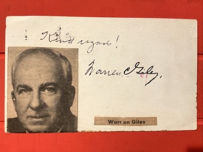 Warren Giles  MLB National President (1951-69)  HOF Autograph GPC  