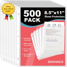 500 Pack Sheet Protectors 8.5x11 Clear Plastic Sleeves 3 Ring Binder Documents