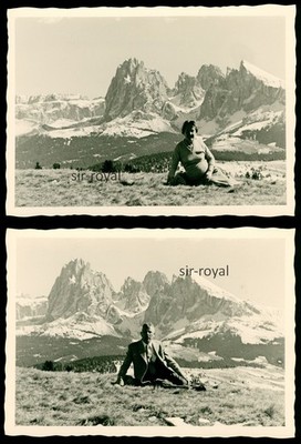 2x Alpe di Siusi 1957 - Tyrol Italy 1950s - Photo 10x7cm