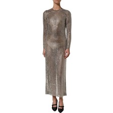 DOLCE & GABBANA Dress Beige Crystal Embellished Long Gown IT38/US4/XS 36750usd