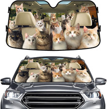 Cute Cat Group Funny Windshield Sun Shade for Car SUV Truck 55X30 Inches , Sun