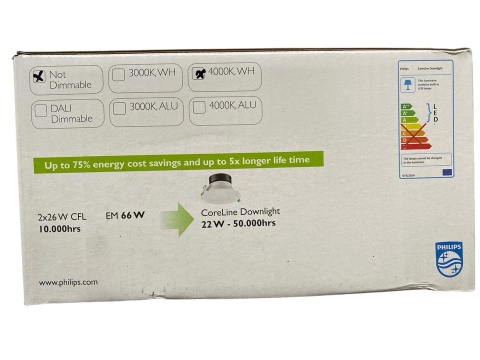 Plafoniera LED INCASSO PHILIPS BIANCA core Line DN130B Led20s/840 - Immagine 2 di 4