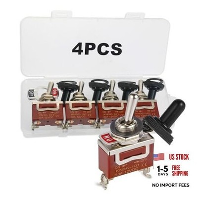Waterproof Toggle Switch, Durable 12V 30A 2-Pin ON/OFF 4-Pack Screw Terminal