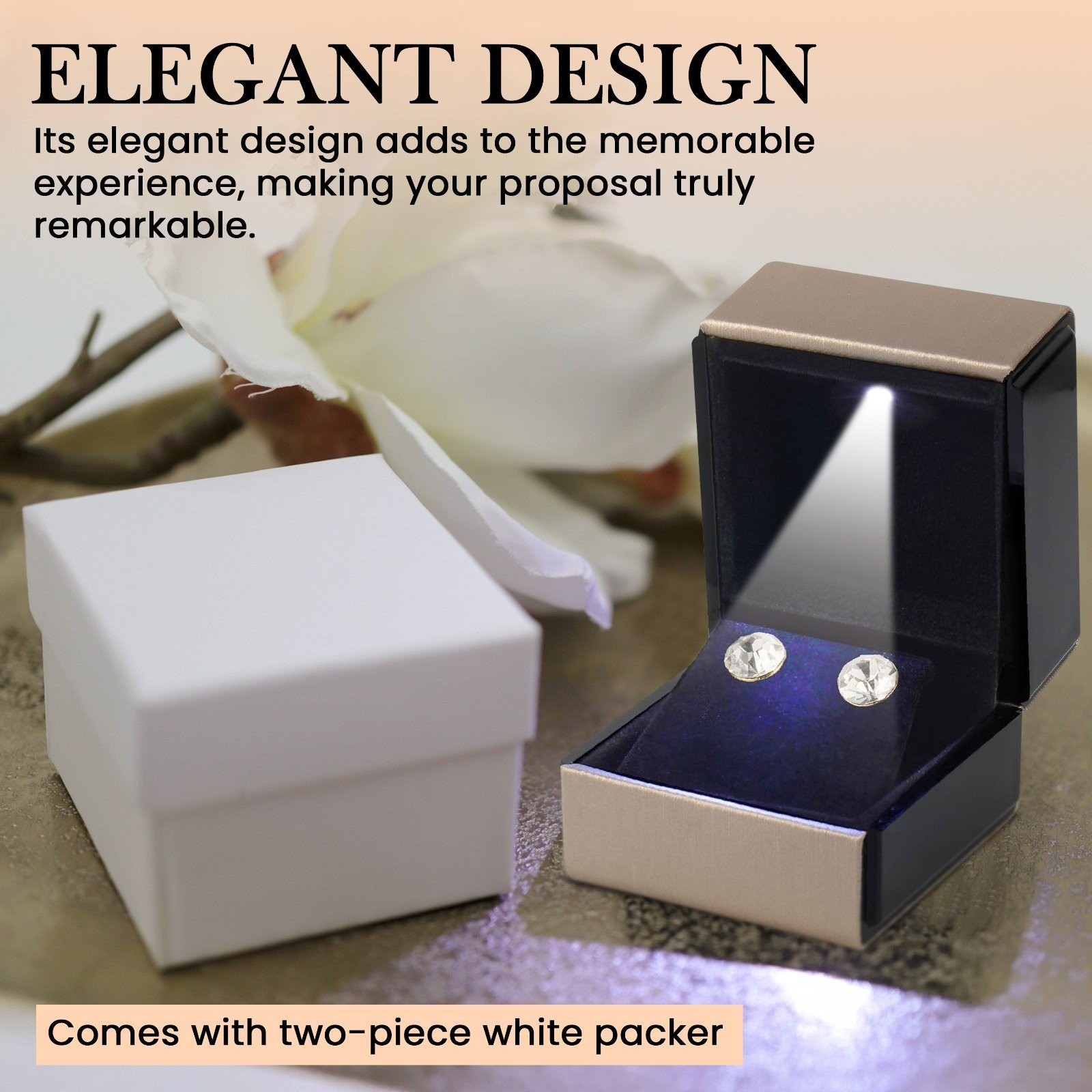 Novel Box Square LED Earring Box for Weddings & Special Occasions