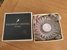 Killarney Crystal "Firelight" Tea Light Candle Holder - boxed with candle