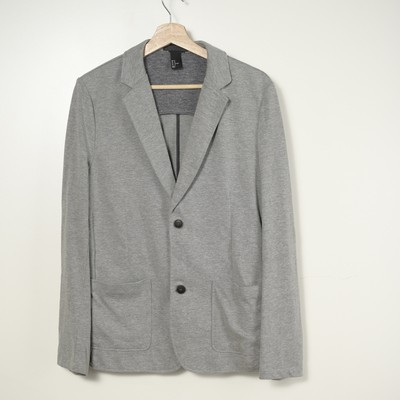 H&M Women s M. Light Gray Cotton/Polyester Button-Up Blazer W/Front Flat Pockets