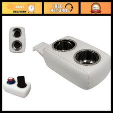 Pontoon Double Drink Holder With Stainless Steel Cup Holders - White Marine Acce Pontoon Double Drink Holder With Stainless Steel Cup Holders - White Marine Acce