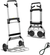 Folding Hand Truck Dolly Cart,340Lb Capacity Portable Aluminum Dolly Cart with T