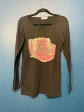 POL Women’s Small Long Sleeve Koala Bear Graphic Black Top