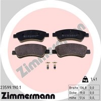 Vorderachse Zimmermann 23599.190.1 Bremsbelagsatz, Scheibenbremse FüR CitroËN,Ci