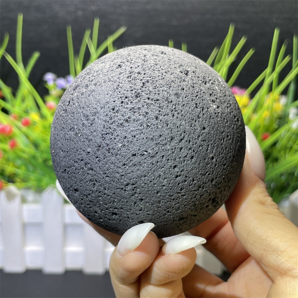 0.9LB 2.7" Natural Lava Stone Sphere Ball Crystal Quartz Reiki Energy Healing
