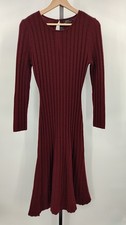 Quince Mongolian Cashmere Wide-Rib Midi Dress Rich Burgundy Basic Sleeved M