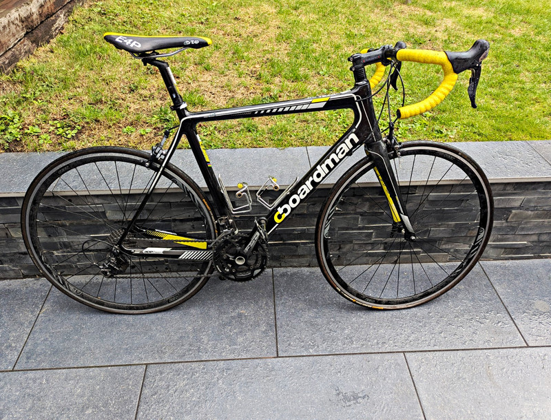 Boardman Team Carbon Road Bike 700C L Black/Yellow Shimano 105 Drop Bar