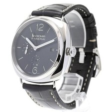PANERAI RADIOMIR PAM00323 47mm SS Black Dial Leather Strap Automatic GMT #C224
