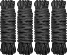 4 Pack 1/2" x 25' Dock Lines - Marine Grade Nylon Boat Rope with 12" Loop for...