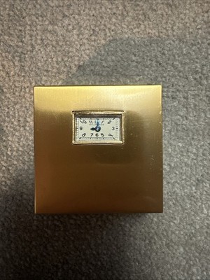 Vtg Illinois Watch Co Compact with Weldwood Clock and Mirror Gold tone