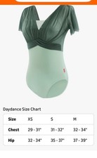 Daydance Girl's Small Bean Green Ballet Leotard Lycra Bodysuit Flare Sleeves Sm