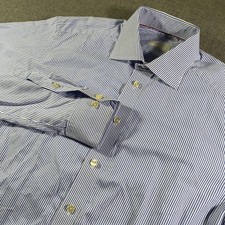 Eton Contemporary Fit Blue White Striped Dress Shirt Mens 16 41 Spread Collar
