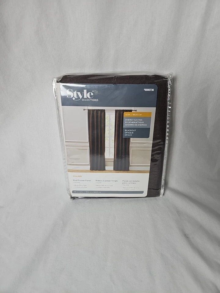 Style Selections Walker 63"x40" Chocolate Energy saving Blackout Curtain Panel - Изображение 3 из 4