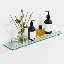 20 Inches Glass Shelves for Bathroom, Brushed Nickel Floating Glass Shelf