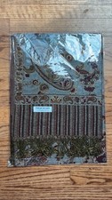 55 Pashmina 45 Silk Shawl Blue Gray Burgundy Paisley Fringe Wrap Scarf New