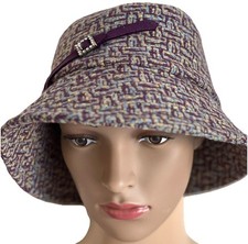 Vintage Y2K NWT Betmar New York Bucket Hat Wool Blend Lining Purple Herringbone