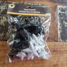 NEW 20 Mini STAR GLITTER STARS Vase Bowl Filler Scatter Decor Black & Silver 