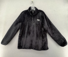Fila Sport Womens Black Fleece Full Zip Long Sleeve Mock Neck Jacket Size XL