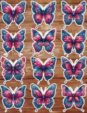Pink and Blue Butterfly Die Cut Stickers Set Scrapbooking Laptop Water Bottle