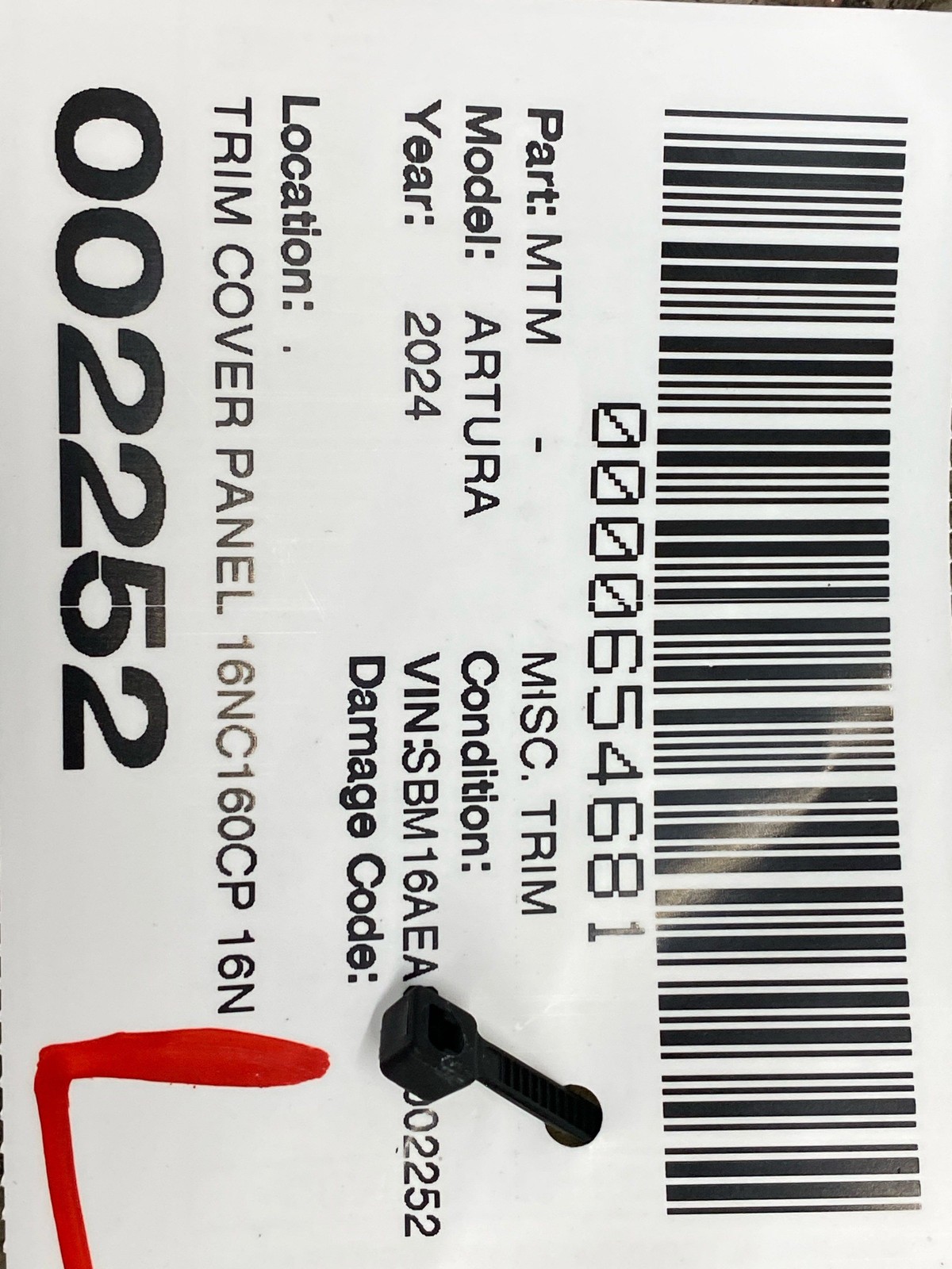 2024 MCLAREN ARTURA TRIM COVER PANEL 16NC160CP 16NC506CP OEM