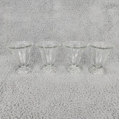 Libbey Ice Cream Glasses, Set of 4, Dessert Sundae Cup Glasses, Clear Glass MCM