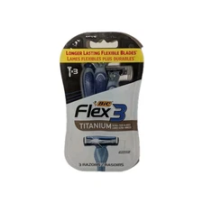 BIC Flex 3 Titanium Men's Ultra Thin Razor Blades Pivot Head, 3-Pack